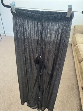 Sparkle Wide-Leg black sheer pants